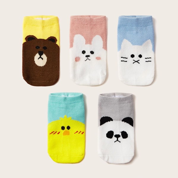 

5pairs Toddler Kids Cartoon Graphic Socks, Multicolor