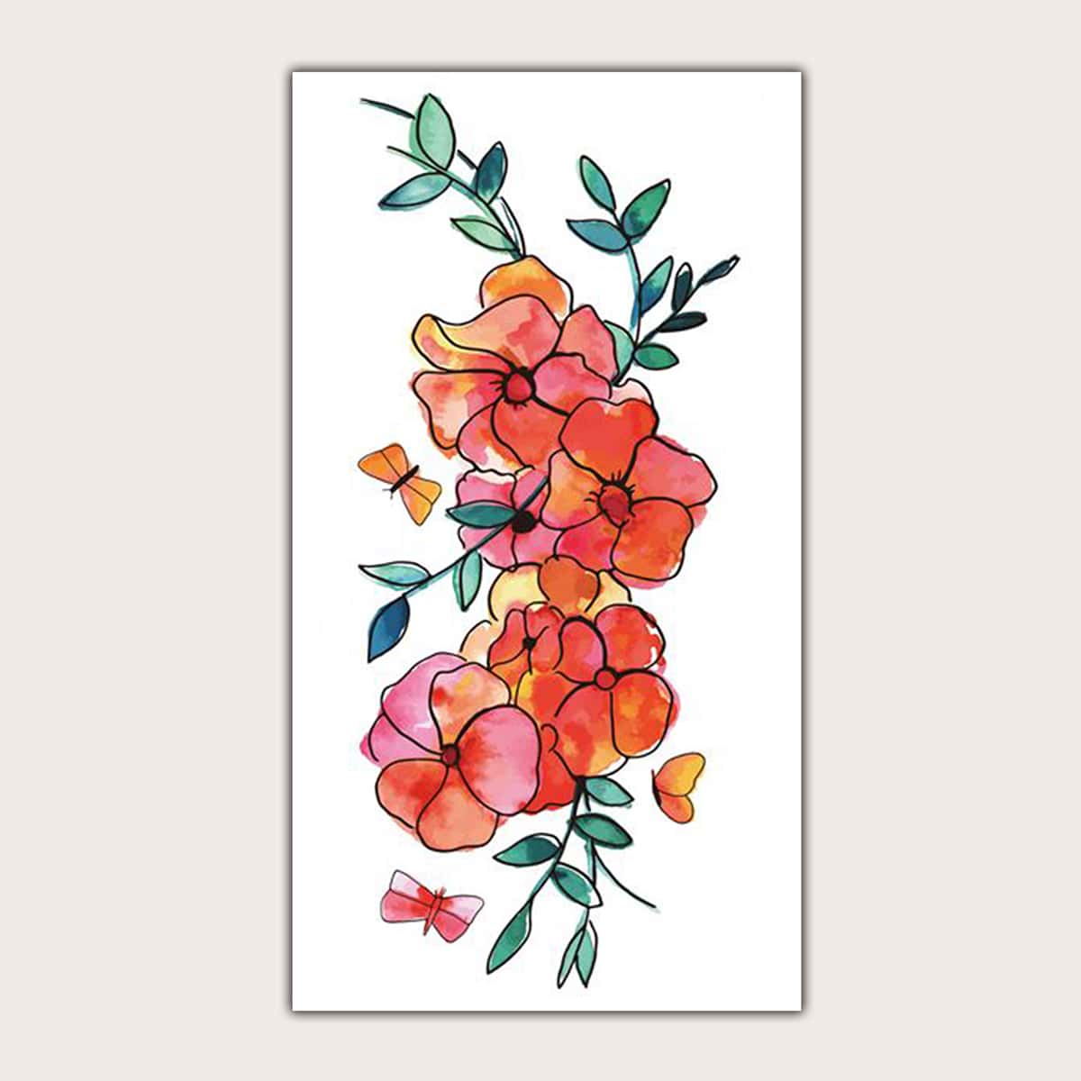 

Flower Pattern Temporary Tattoo, Multicolor