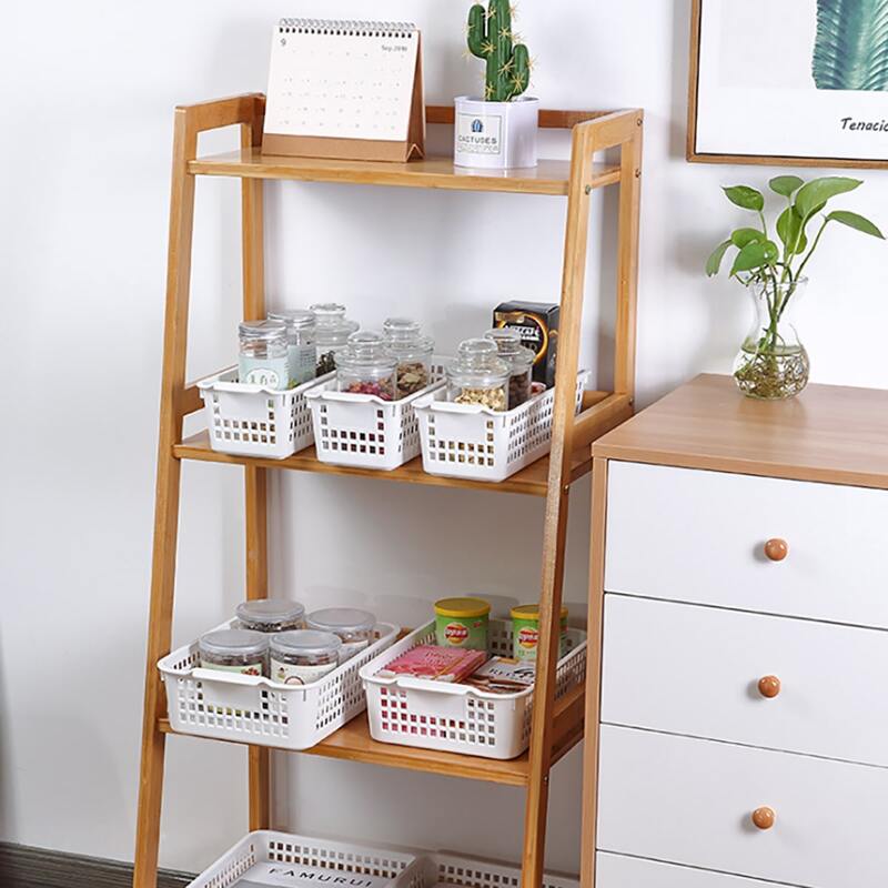 

1pc Plastic Hollow Storage Basket, White