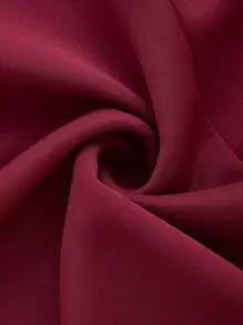 SHEIN LUNE Wide Waistband Mesh Insert Flare Skirt - Burgundy - View 3