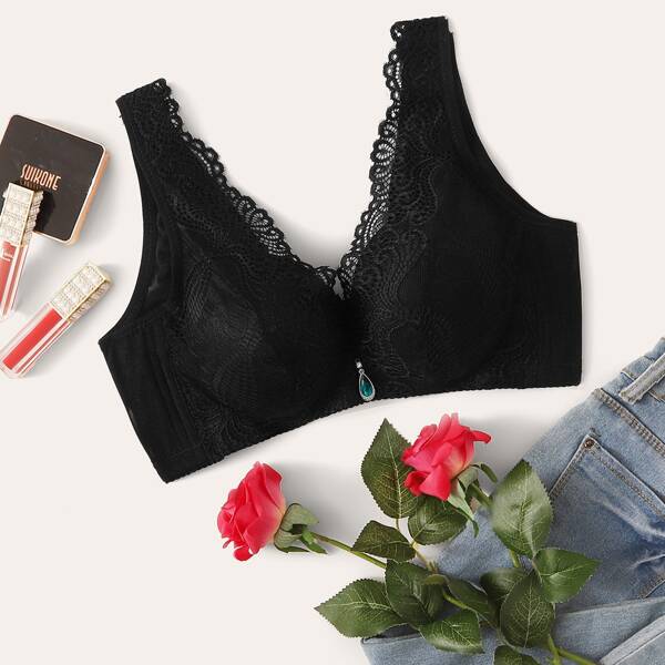 

Floral Lace Bra, Black