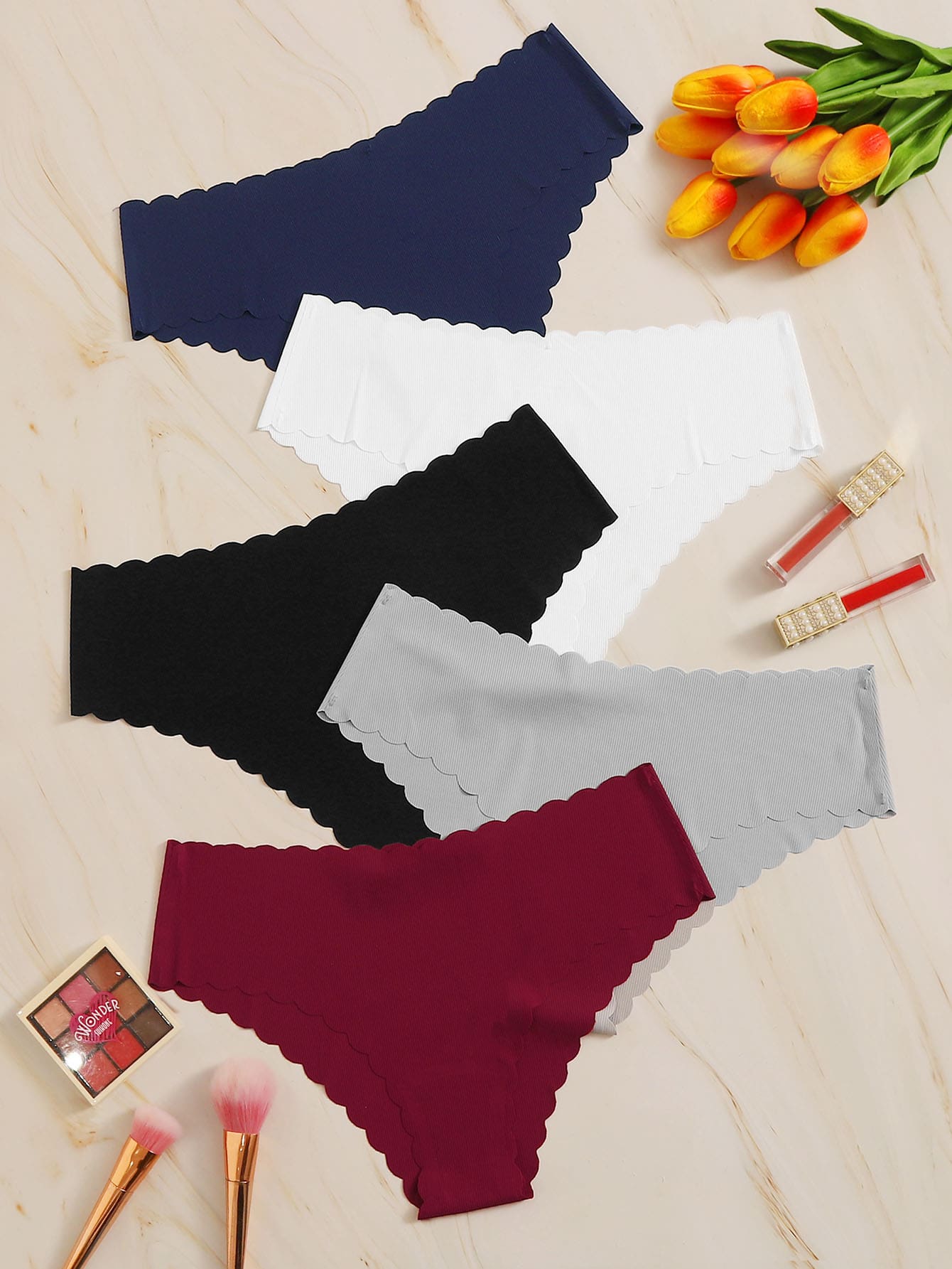 5pack Scallop Trim Panty Set - Multicolor - View 1