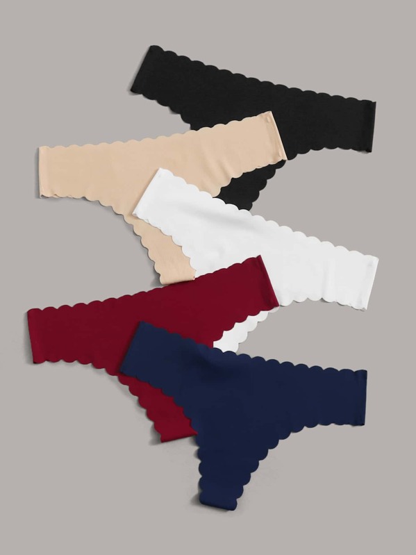

5pack Scallop Trim Panty Set, Multicolor