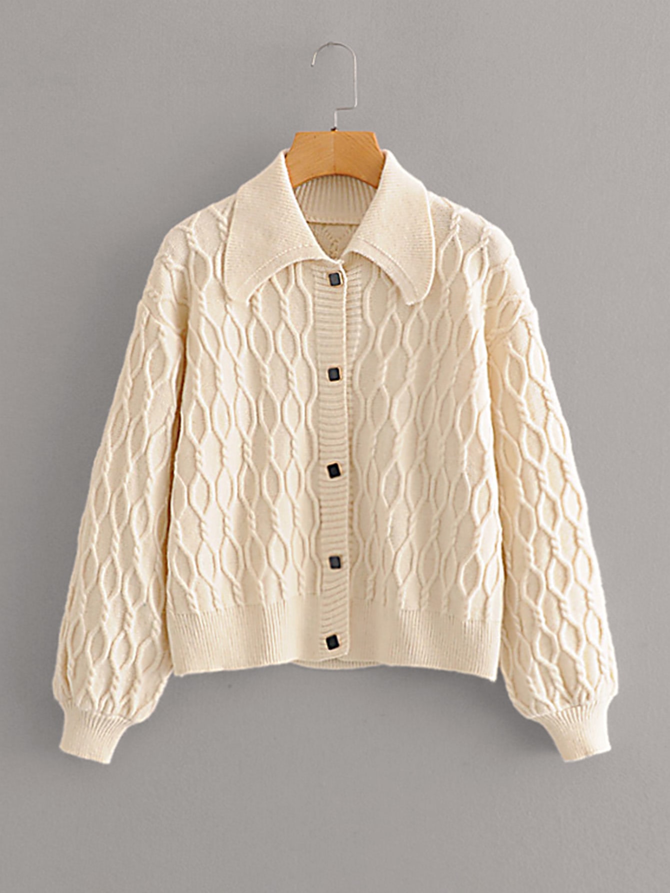Cable-Knit Button Up Cardigan pictures