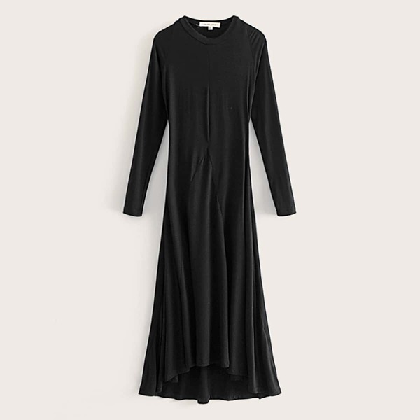 

Tie Back Asymmetrical Hem Dress, Black