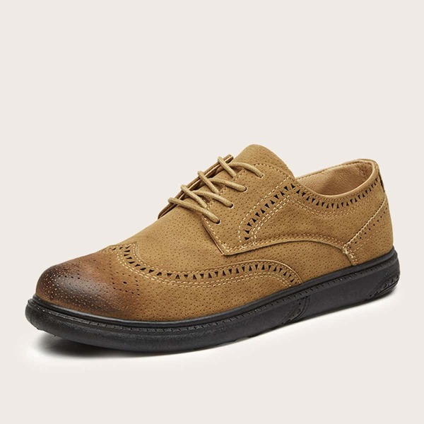 

Men Geometric Detail Lace-up Front Dress Shoes, Brown