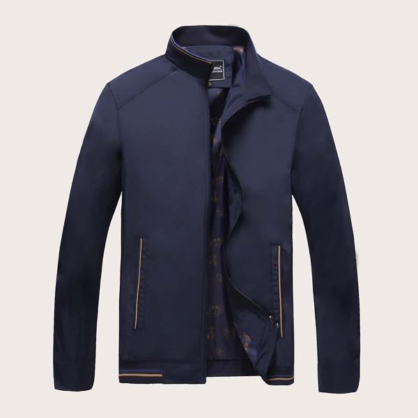 

Men Funnel Neck Zip Through Jacket, Navy