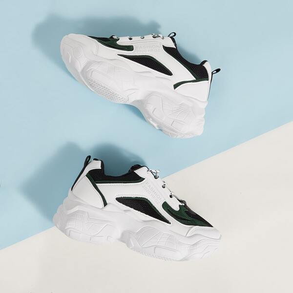 

Lace-up Front Chunky Sneakers, White