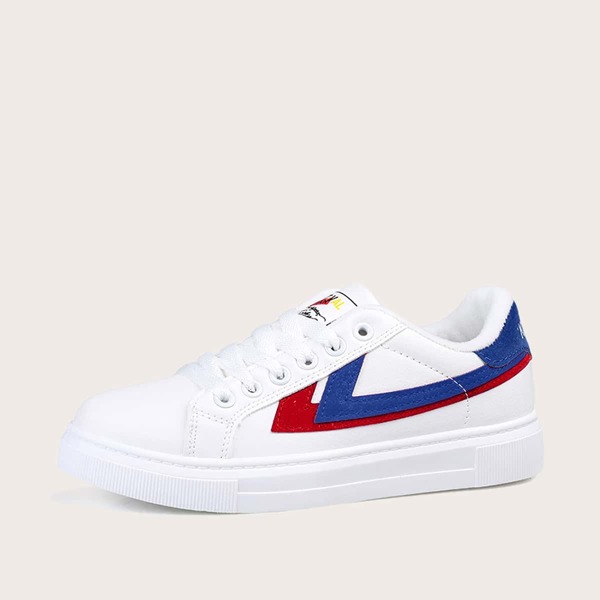 

Men Color Block Lace-up Front Sneakers, White