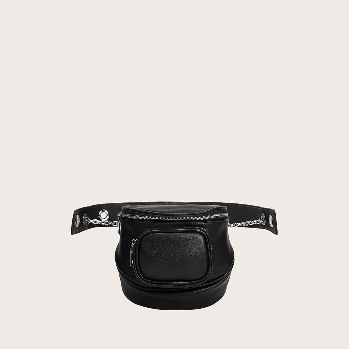 

Pocket Front Fanny Pack, Black
