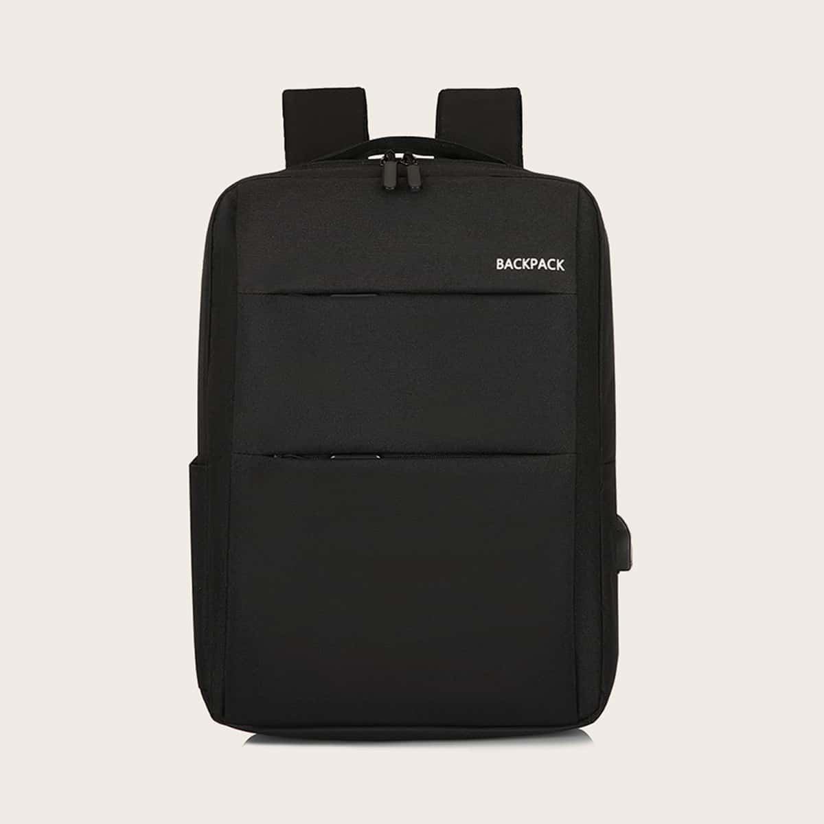 

Guys Letter Detail Pocket Front Backpack, Black