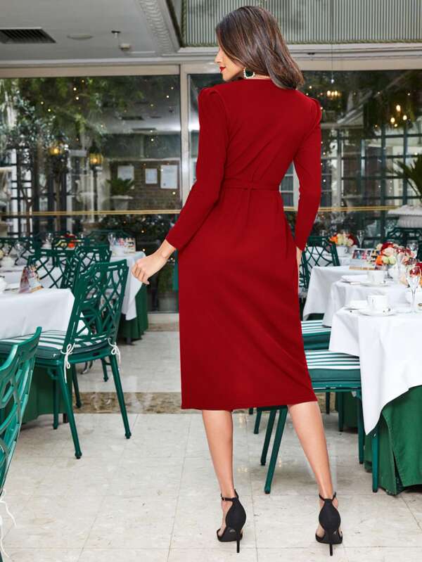 shein surplice wrap solid dress