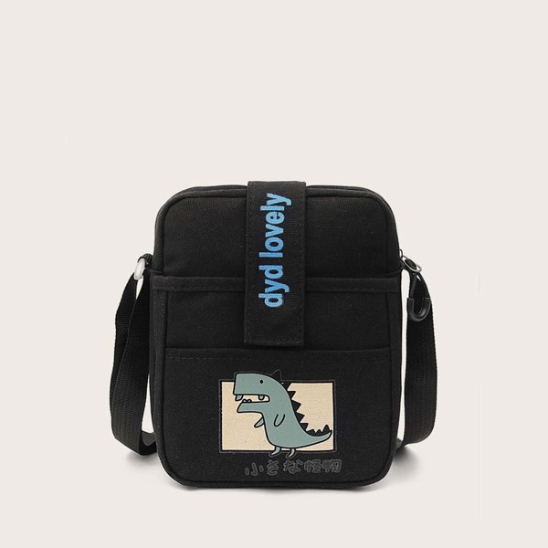 

Kids Dinosaur Graphic Crossbody Bag, Black