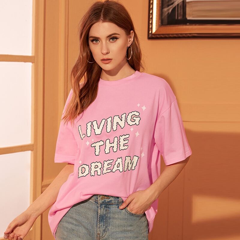 

Living The Dream Oversized Pink Tee