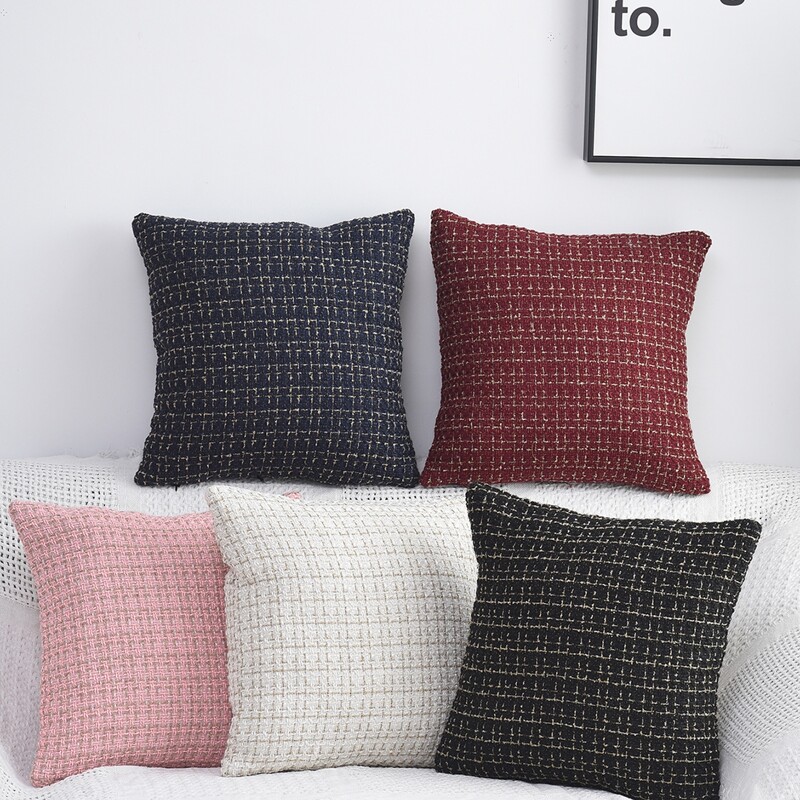 

1pc Tweed Grid Pattern Cushion Cover Without Filler, Multicolor