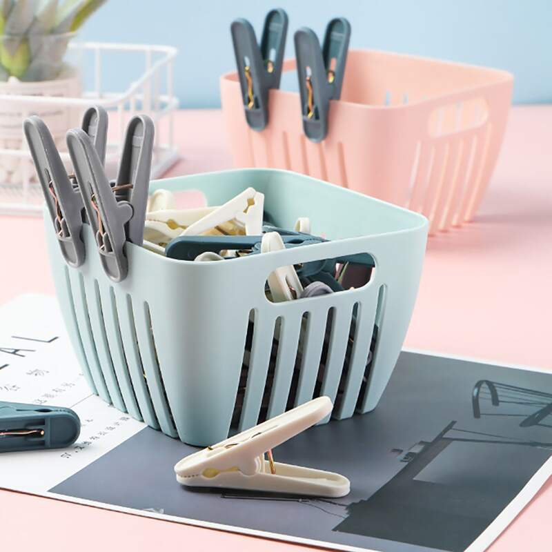 

24pcs Plastic Clothespin With Basket, Multicolor