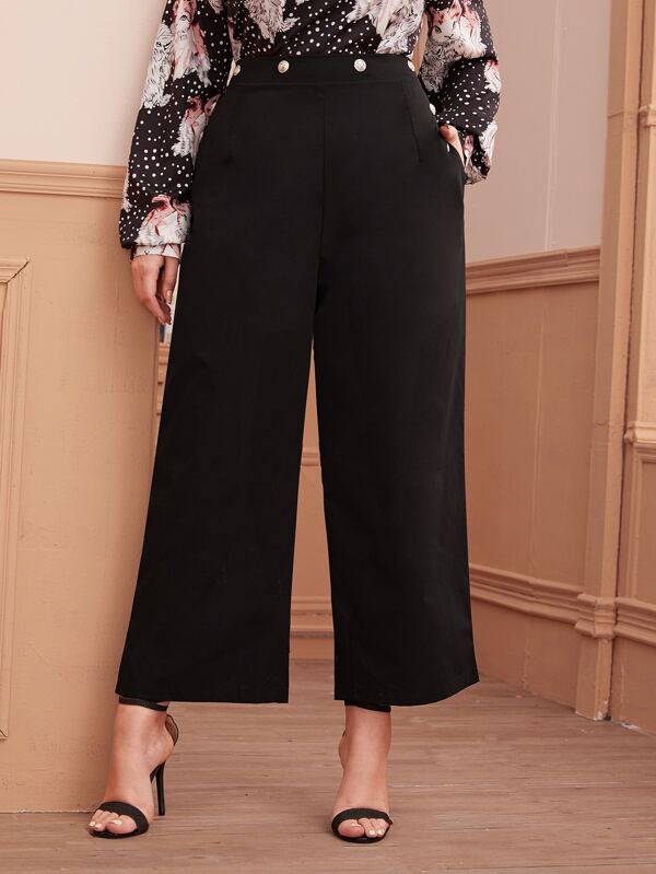 Svart Knapp Slätt Elegant Plus Storlek Underkläder | SHEIN SE Svart Knapp Slätt Elegant Plus Size Klänning | SHEIN SE
