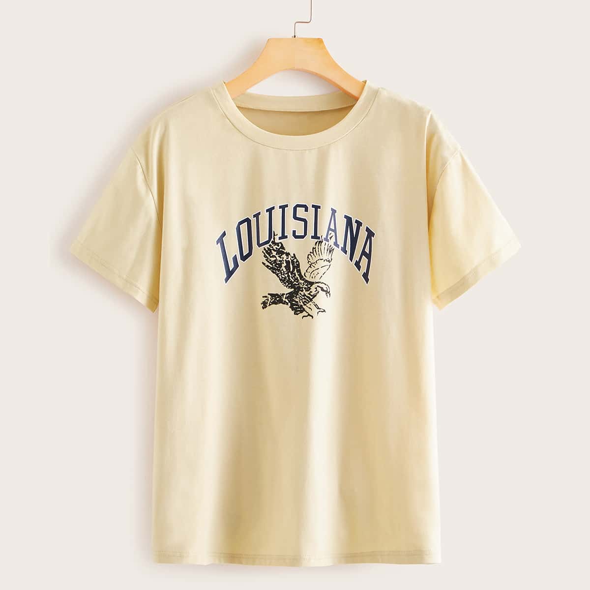 

Eagle & Letter Graphic Tee, Beige