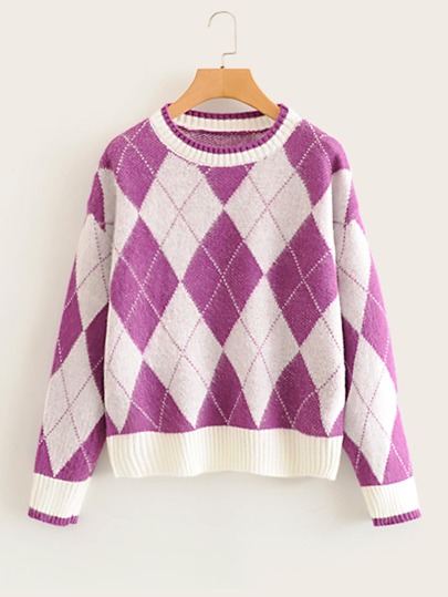 Cut And Sew Geo Print Sweater