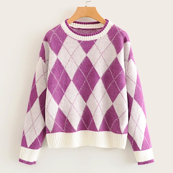

Cut And Sew Geo Print Sweater, Multicolor