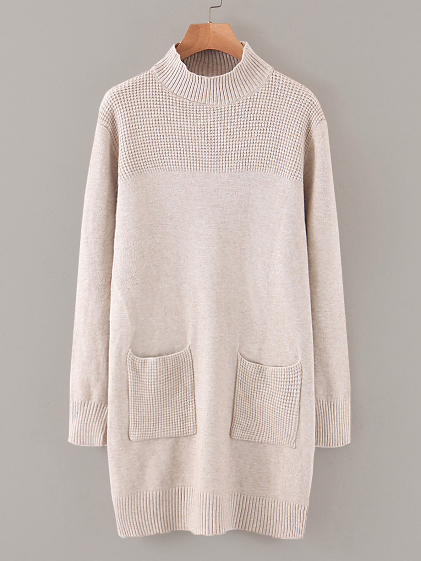 Solid Pocket Front Longline Sweater pictures