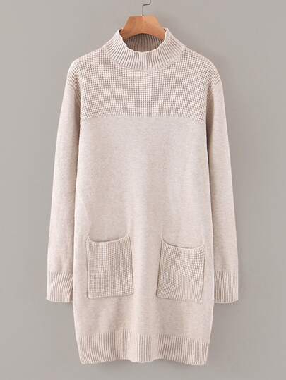 Solid Pocket Front Longline Sweater