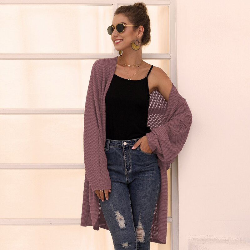 

Batwing Sleeve Open Front Cardigan, Mauve purple
