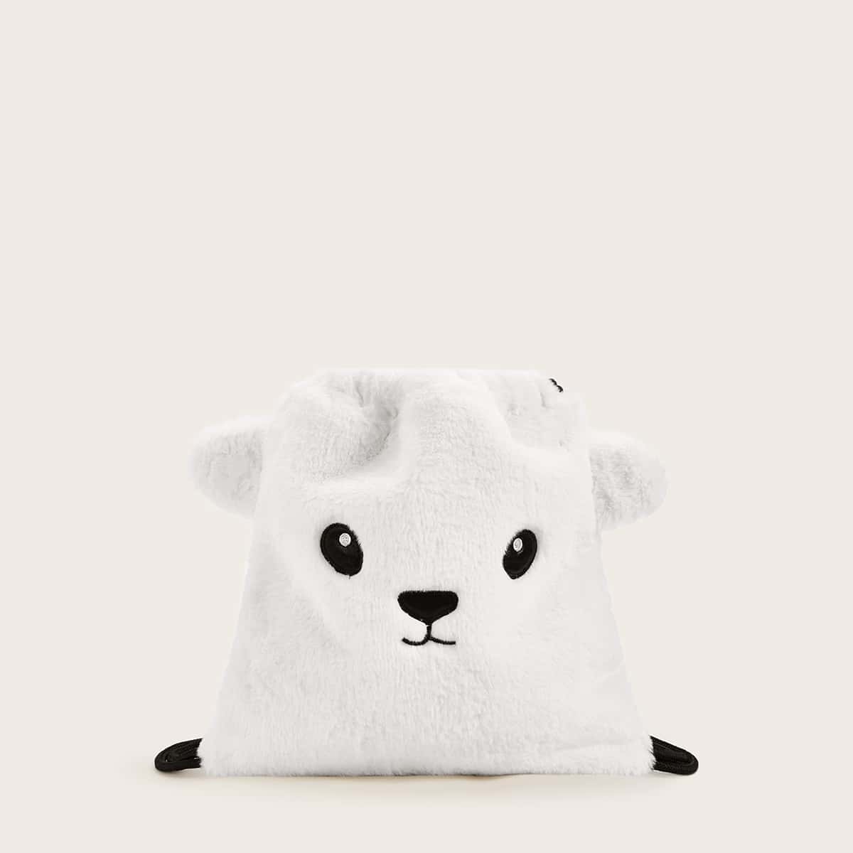 

Cartoon Design Fluffy Backpack, White