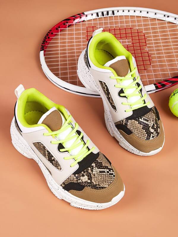 snakeskin print sneakers