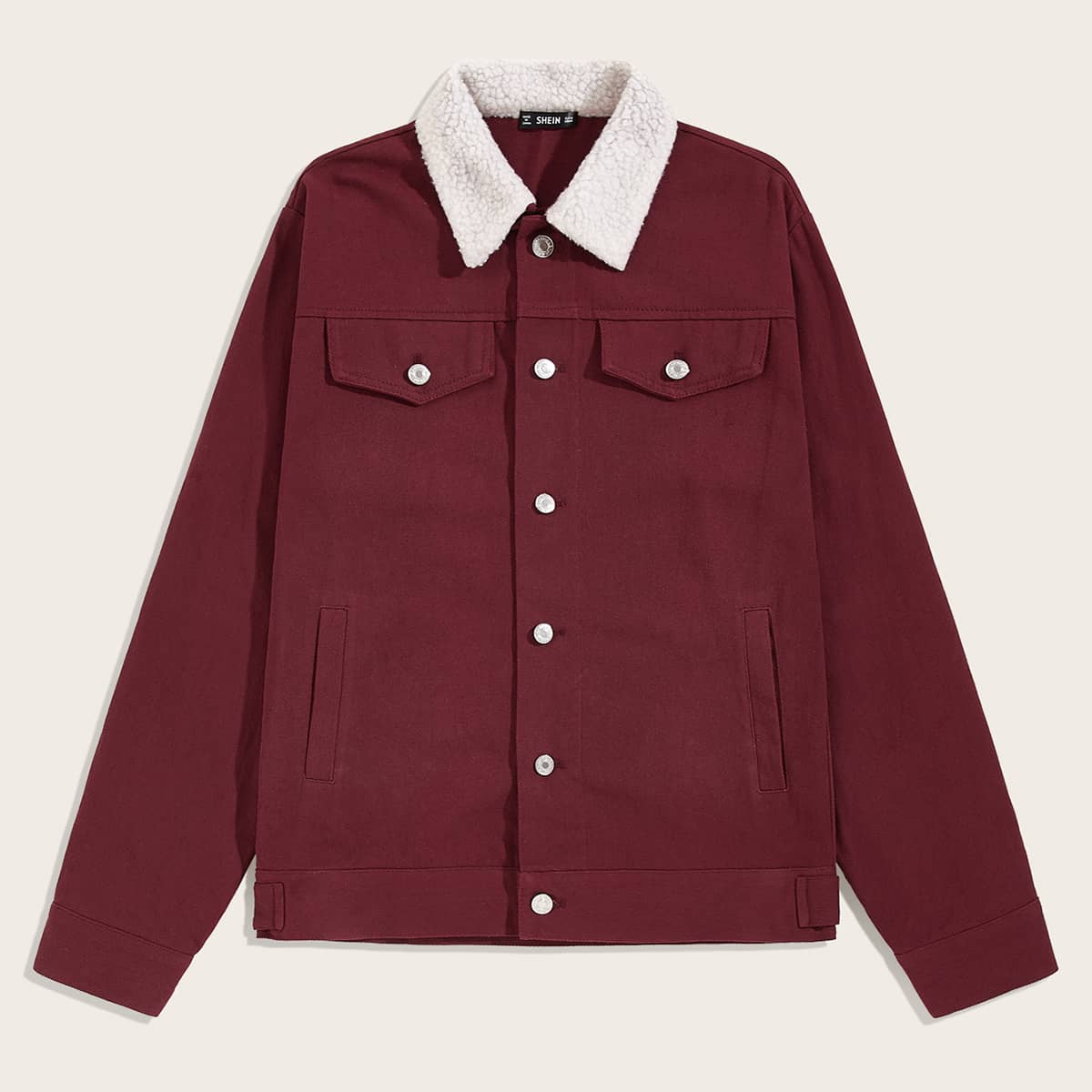 

Guys Single Breasted Fleece Collar Jacket, Burgundy