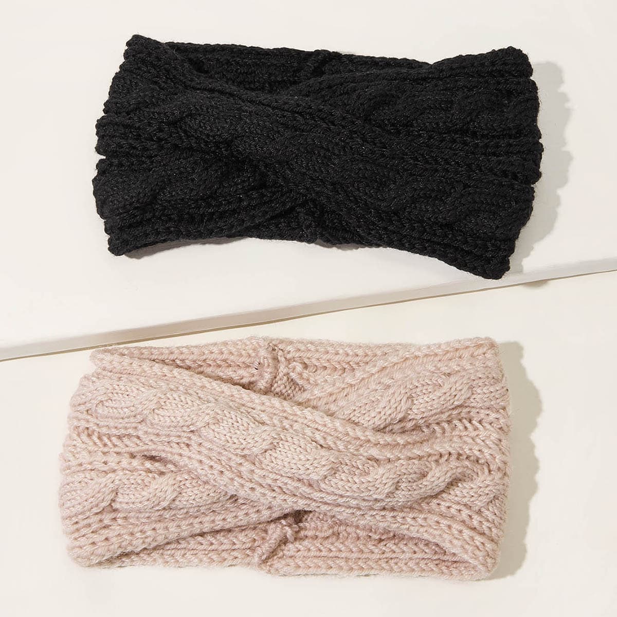 

2pcs Solid Braided Headband, Multicolor
