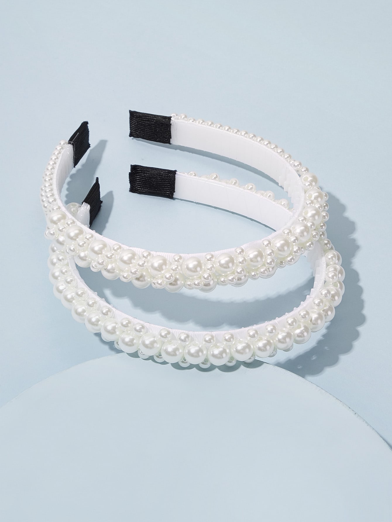 2pcs faux pearl decor hair hoop