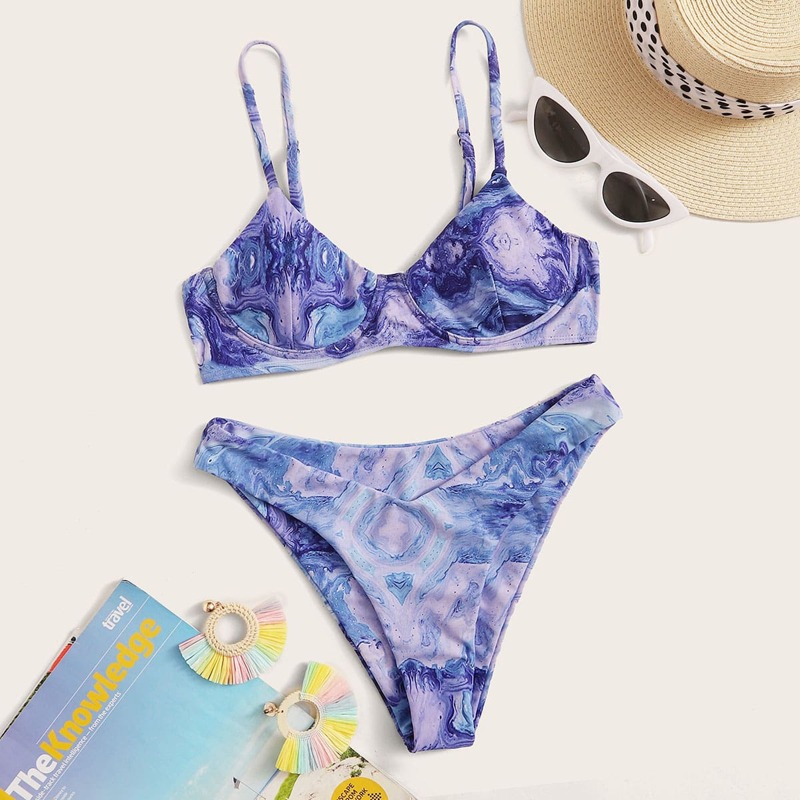 

Tie Dye High Cut Bikini Swimsuit, Multicolor