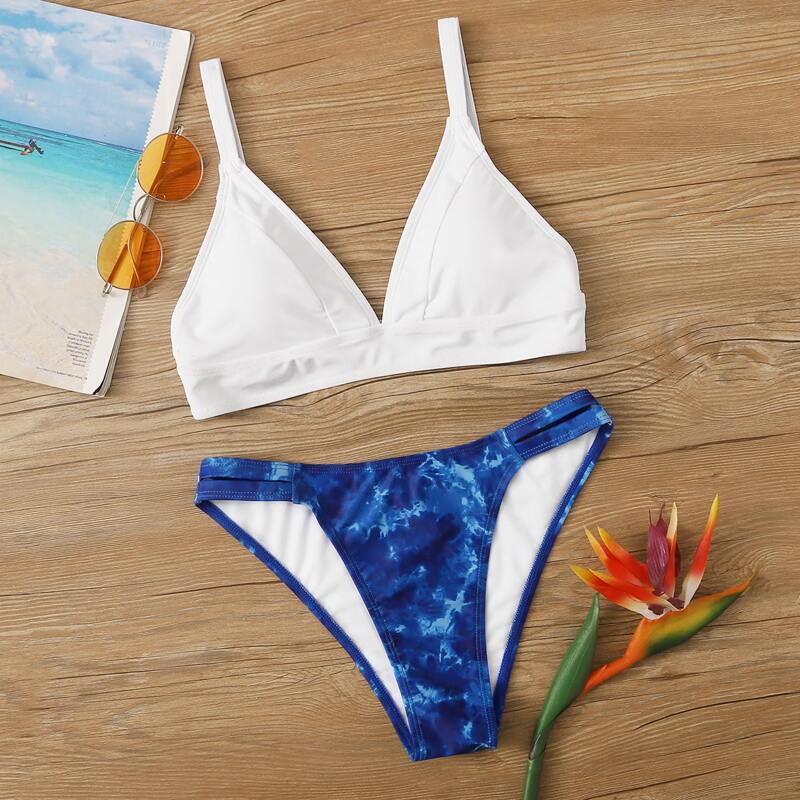 

Tie Dye Print High Cut Bikini Set, Multicolor