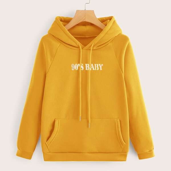 

Neon Yellow Letter Graphic Hoodie