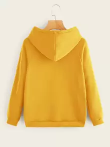 SHEIN Unity Neon Yellow Letter Graphic Hoodie - Yellow - View 2