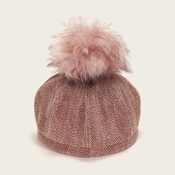 

Pom Pom Decor Beret, Pink