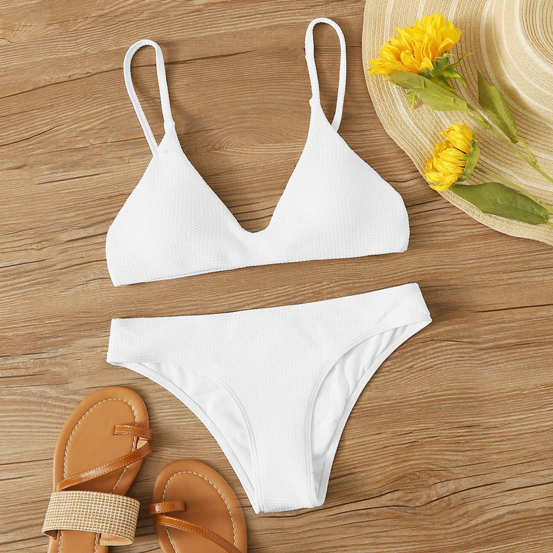 

Low Rise Textured White Bikini Swimsuit
