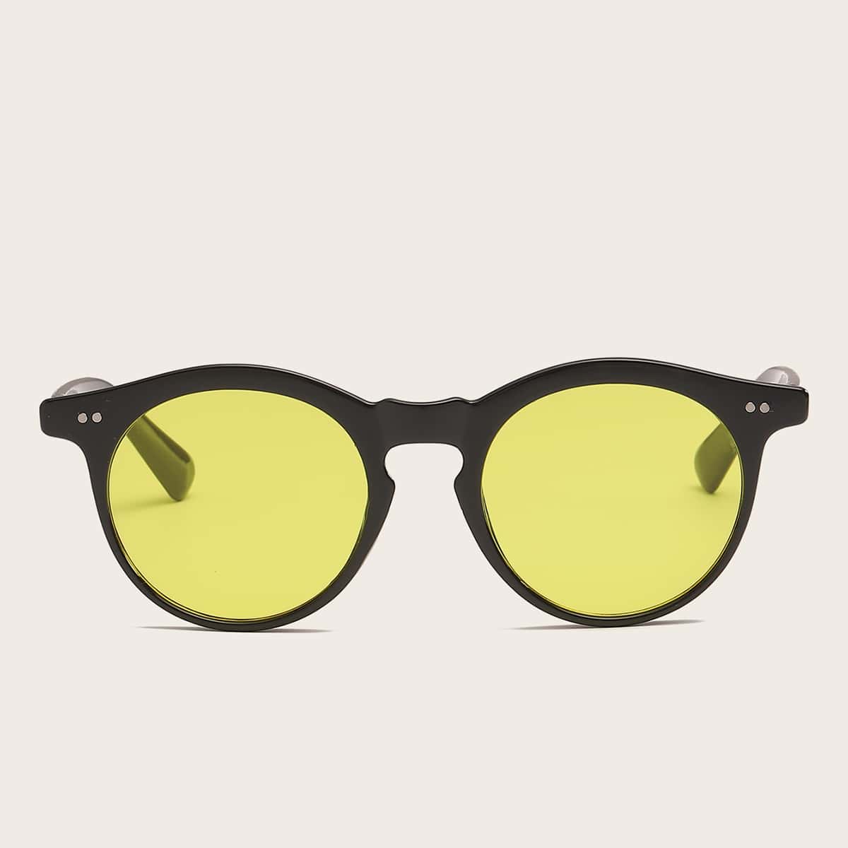 

Guys Round Acrylic Frame Sunglasses, Yellow