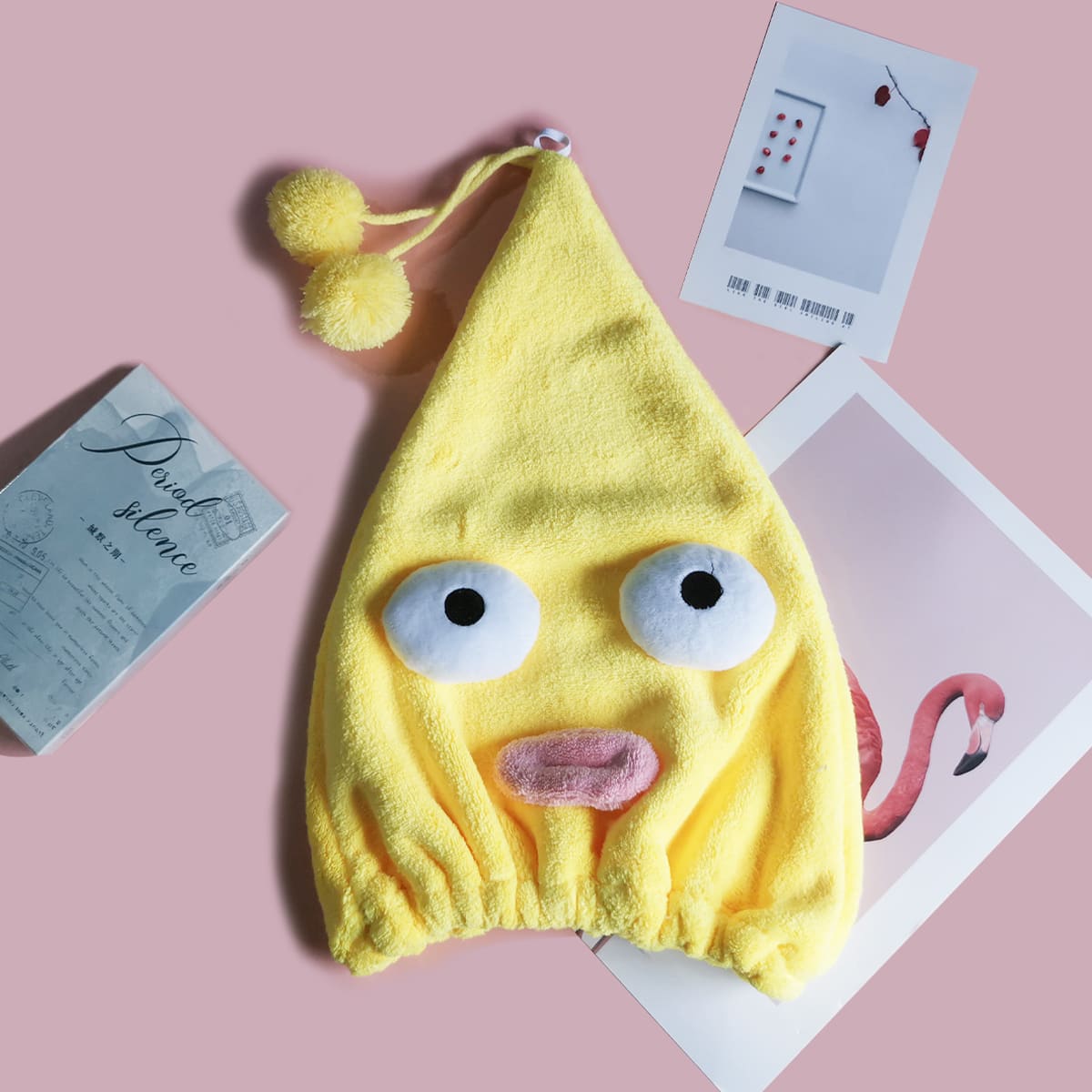 

1pc Cartoon Design Hair Drying Cap, Yellow