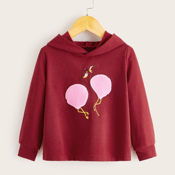 

Toddler Girls Flamingo Embroidery Hooded Sweatshirt, Burgundy