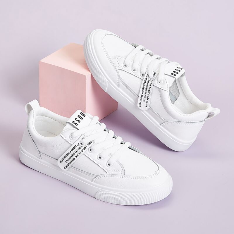 

Lace-up Front Letter Graphic Sneakers, White