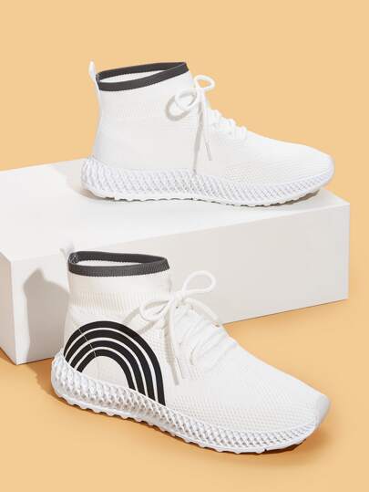 Lace-up Front Striped Sneakers