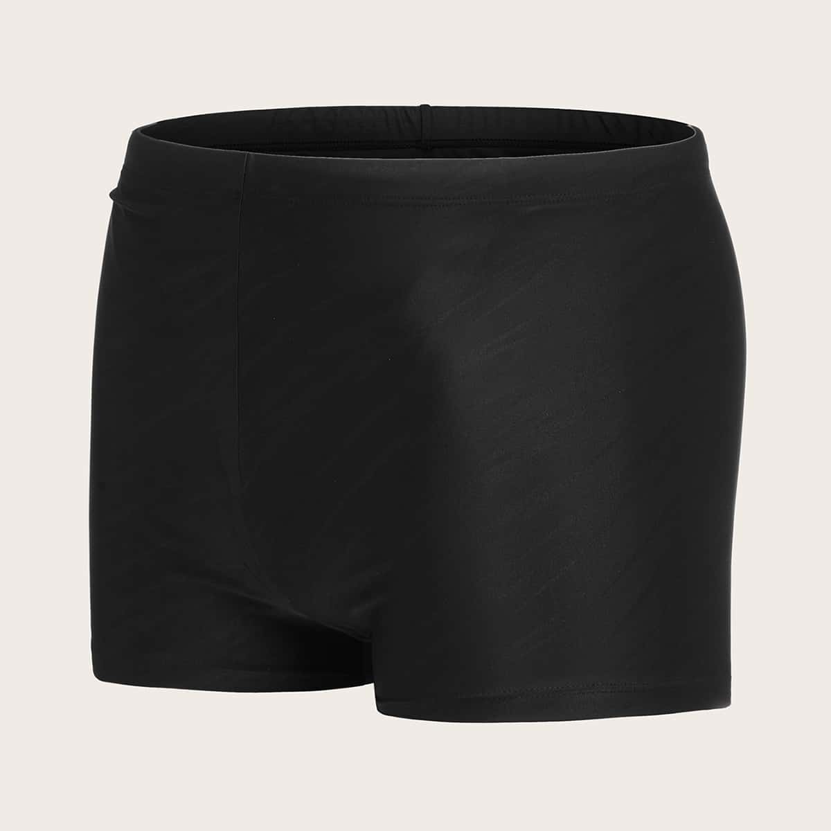 

Guys Nylon Square Leg Swim Trunks, Black