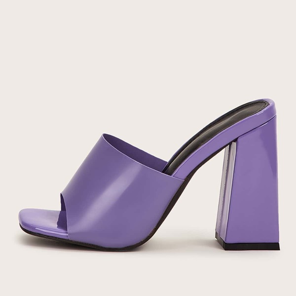 

Open Toe Chunky Heeled Mules, Purple