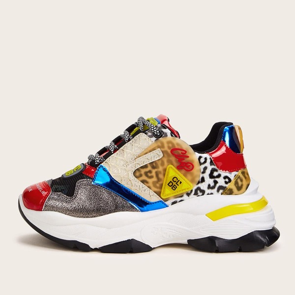 

Animal Scarf Print Chunky Sneakers, Multicolor