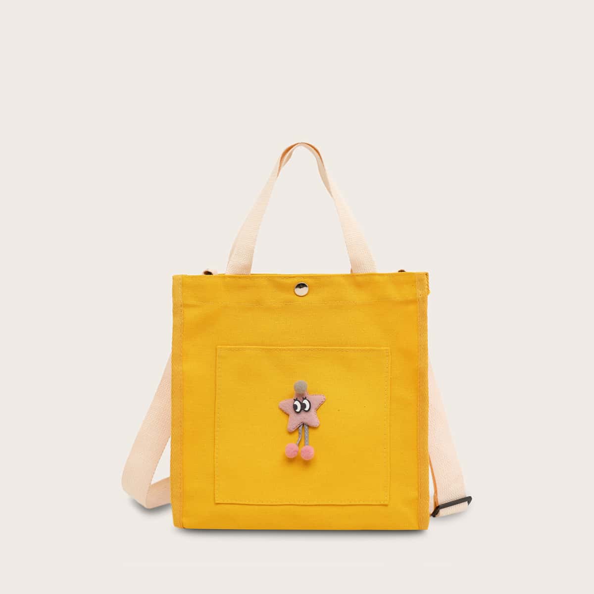 

Star Decor Canvas Satchel Bag, Yellow