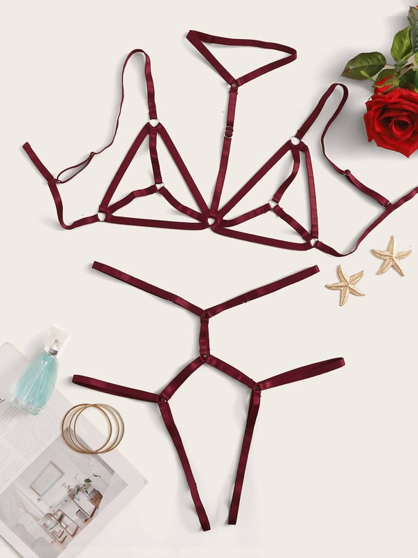 

Cut Out Lingerie Set & Choker, Burgundy