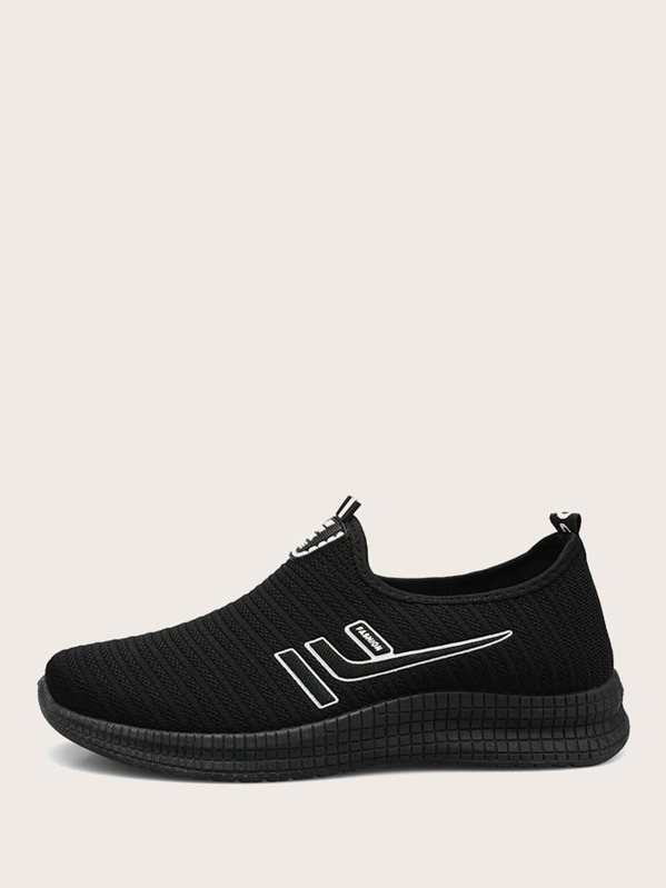 

Men Letter Graphic Slip On Sneakers, Black