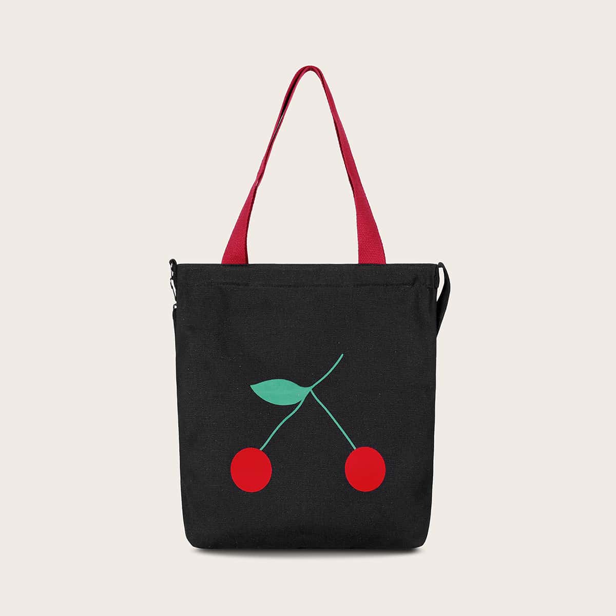 

Fruit Graphic Canvas Tote Bag, Black